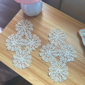Crucifix➕cross crotchet doily’s set of 2 Vintage handmade